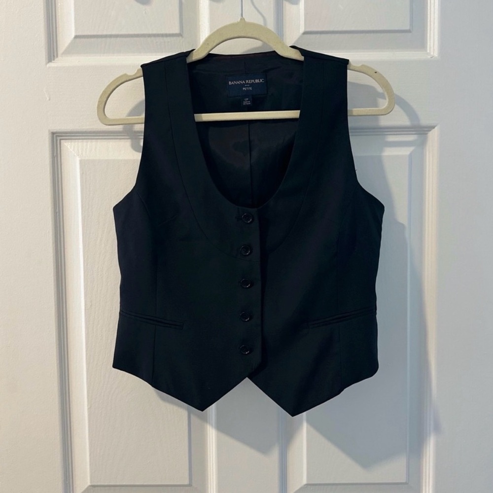 Banana Republic Black Tailored Vest | Size 12P